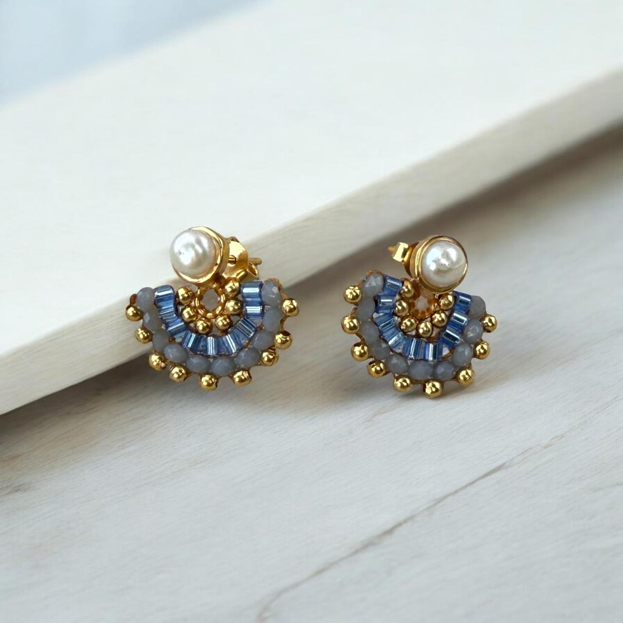 Arete Perla Azul Cielo