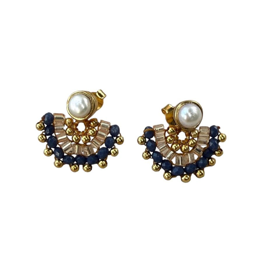 Arete Perla Rosa y Azul