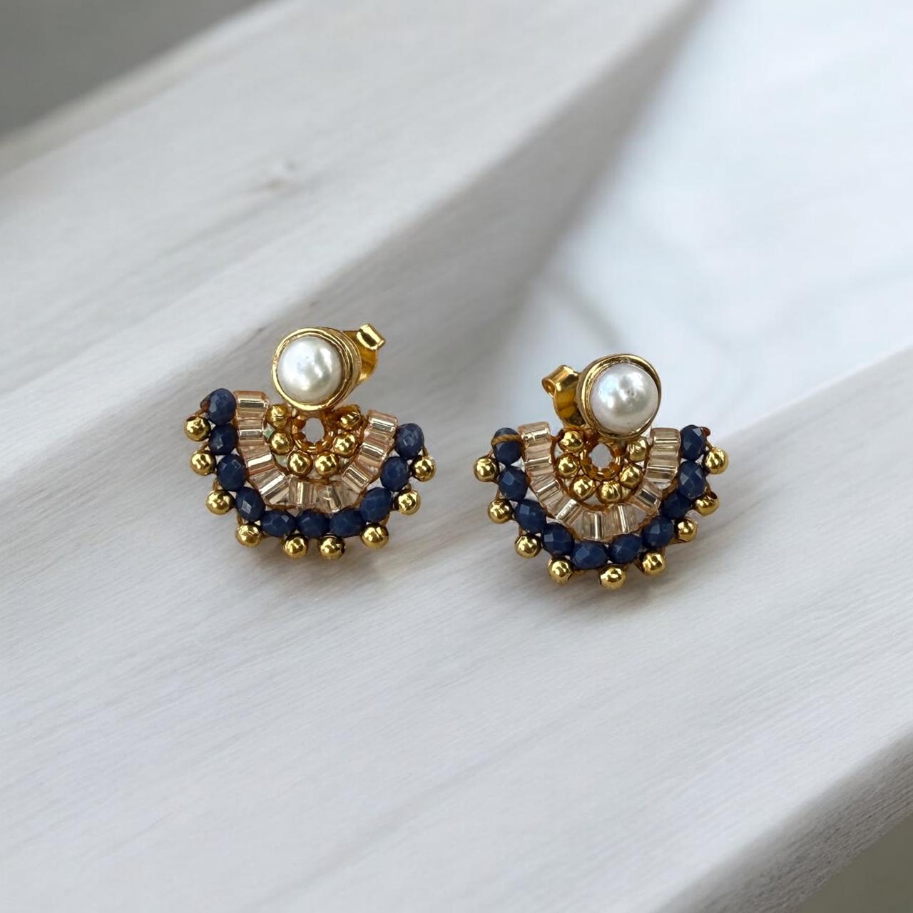 Arete Perla Rosa y Azul