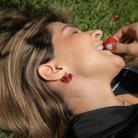 Arete Abanico Rojo