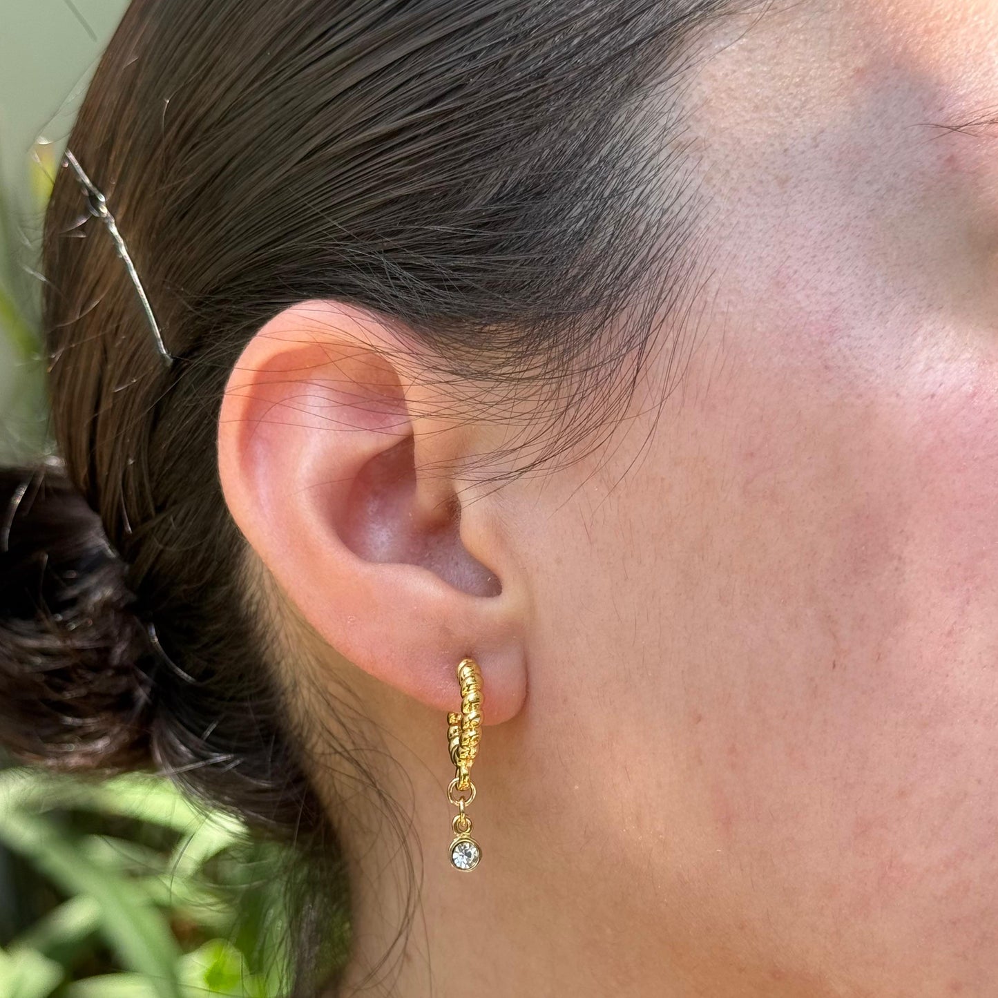 Arracada Trenza con Cristal