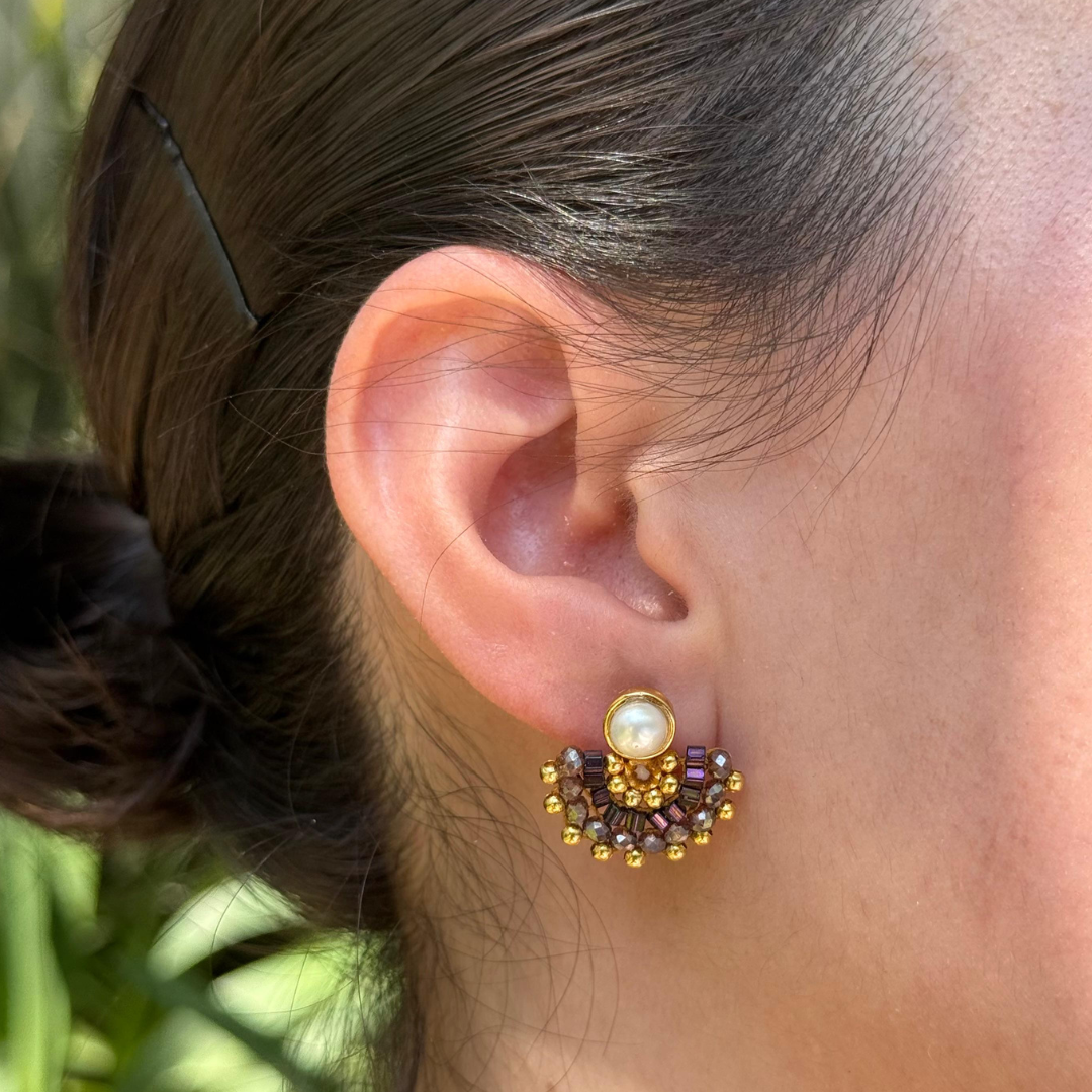 Arete Perla Morado