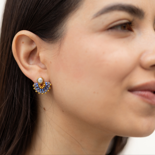 Arete Perla Azul Cielo