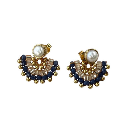 Arete Perla Rosa y Azul