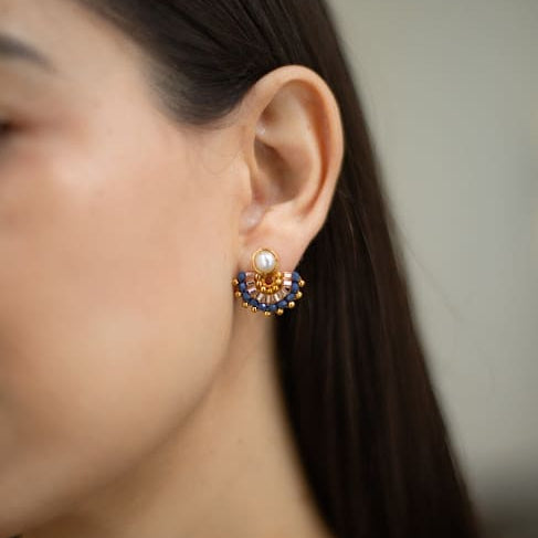 Arete Perla Rosa y Azul